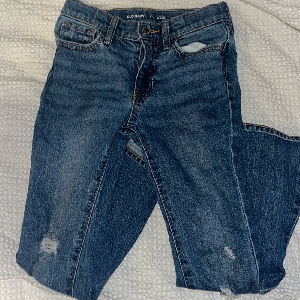 Bell bottom jeans for girls, blue, slightly worn